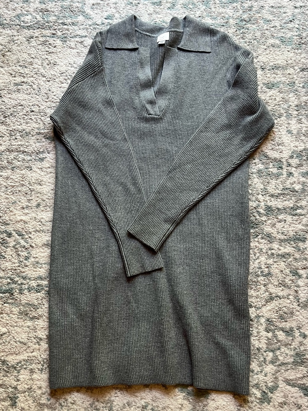 a new day Olive Green Ribbed V-Neck Sweater Dress